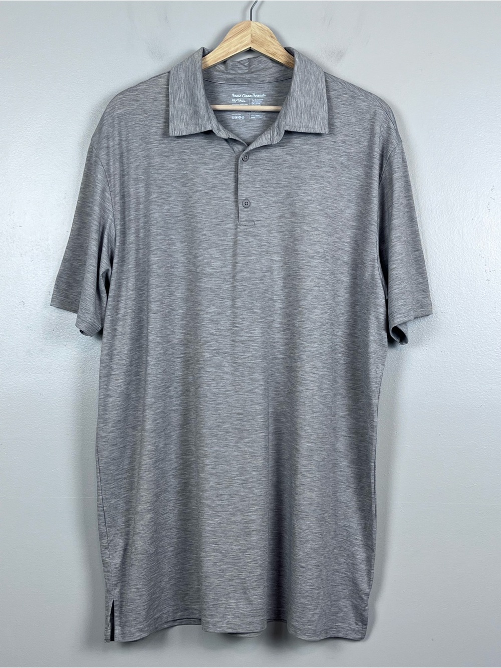 Fresh Clean Threads Men's Heathered Gray Performance Polo Size XL Tall; Preppy